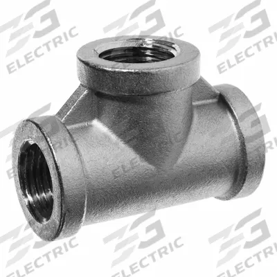 USA INDUSTRIALS Metal Pipe Tee: Tee, 1 in x 1 in x 1 in, Class 125 - Chrome-Plated Threaded Low-Pressure Pipe Fittings