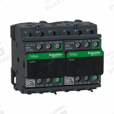 SCHNEIDER Magnetic Contactor: Reversing, 3 Poles, 3NO Contacts, 12 A - Reversing IEC Contactors