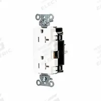 HUBBELL Receptacle: Decorator Duplex, 5-20, White, 125V AC, 20 A, 2 Pole / 3 Wire (MPN DR20STW)