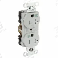 HUBBELL Receptacle: Duplex, 5-20, Gray, 125V AC, 20 A, 2 Pole / 3 Wire (MPN BR20GRYWRTR)