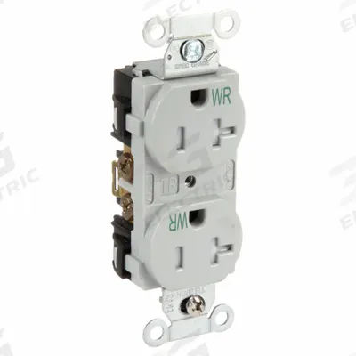 HUBBELL Receptacle: Duplex, 5-20, Gray, 125V AC, 20 A, 2 Pole / 3 Wire (MPN BR20GRYWRTR) - General Purpose Receptacles