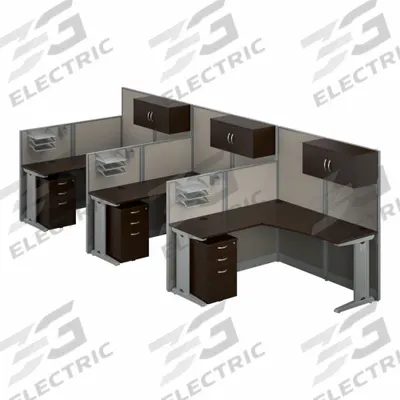BUSH BUSINESS FURNITURE Modular Cubicle Workstation: 62 7/8 in Overall Ht - Office Cubicles with Privacy Panels