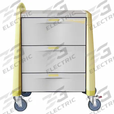 CAPSA HEALTHCARE Isolation Cart: Polymer, (1) Swivel with Brake/(3) Swivel, Yellow - Compact General Medical Supply Carts with Drawers