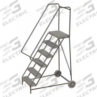 TRI-ARC Wheelbarrow Ladder: 5 ft Platform Ht, Assembled, No Locking Mechanism, Aluminum (MPN WLARTR106245). Key specifications — attr1051219: Gray; attr1051213: TRI-ARC; attr1051229: Double Handrails; attr1085465: None.