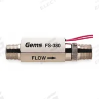 GEMS SENSORS Liquid Flow Switch: Piston, 316 Stainless Steel, 3/8 in NPT, 3/8 in Connection Size (MPN FS-380, 179995). Key specifications — Brand: GEMS SENSORS; Set Point Type: Fixed; Switch Position: Normally Open; Contact Rating (DC): 20 V.