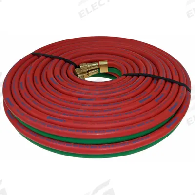 CONTINENTAL Twin Line Welding Hose: 1/4 in Hose Inside Dia., Green/Red, BB x BB - Grade T Twin-Line Welding Hose Assemblies
