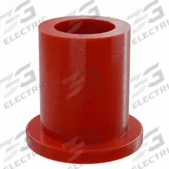 BUNTING BEARINGS Flanged Sleeve Bearing: PTFE, 1/4 in Bore, 3/8 in OD, 1/2 in Overall Lg, Red, 3 PK (MPN BJ4F040604). Key specifications — Brand: BUNTING BEARINGS; Color: Red.