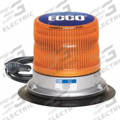 ECCO Beacon Light: Flashing Beacon, Amber, 5 11/16 in Overall Ht, LED, 12-24V DC (MPN 7960A-VM). Key specifications — Operating Voltage: 12-24V DC; Number of Flash Patterns: 11; Includes: 15 ft Cord with On/Off Switch; Electrical Connection: Lighter Plug; Mount Type: Suction; Brand: ECCO; Shape: Round; Lighting SAE Class Rating: SAE Class 1.