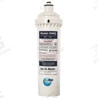 ICE-O-MATIC Quick-Connect Water Filter: 0.5 micron, 1.5 gpm, 12 3/4 in Overall Ht, 4 in Overall Dia (MPN IOMQ). Key specifications — Product Type: Quick-Connect Water Filter; Filter Media: Activated Carbon; Brand: ICE-O-MATIC; Reduces: Chlorine Odor.