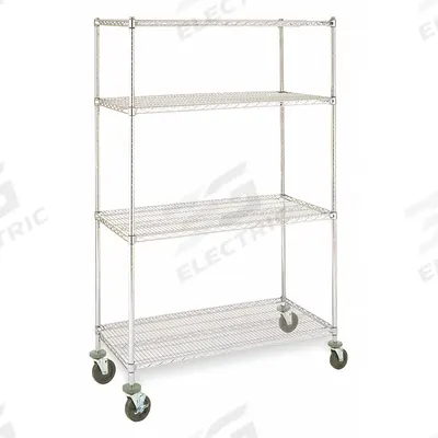 INSTOCK Metal Shelving: 72 in x 18 in x 79 in, Dry/Harsh/Wet, Split Sleeve, 4 Shelves - Corrosion-Resistant Mobile Wire Shelving for Harsh Environments