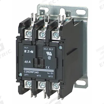 EATON Definite Purpose Magnetic Contactor: 3 Poles, 208-240V AC, 40 A - Non-Reversing Definite Purpose Contactors