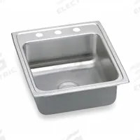 ELKAY Bowl Drop-In Sink: 22 in Overall Lg, 19 1/2 in Overall Wd, 7 1/2 in Bowl Dp, 16 in Bowl Lg (MPN LR20223). Key specifications — Brand: ELKAY; Color Family: Silver/Gray.