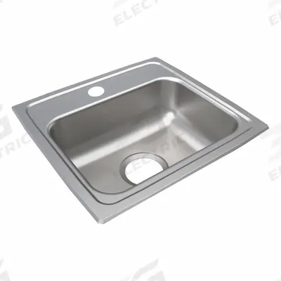 JUST MANUFACTURING Bowl Drop-In Sink: 17 in Overall Lg, 16 in Overall Wd, 5 in Bowl Dp - One-Bowl Counter-Mounted Kitchen & Bar Sinks without Faucets