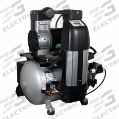 JUN-AIR Electric Air Compressor: Oil Free, 2 hp, 4.5 cfm, 120 psi Max Op Pressure, 10.57 gal Tank (MPN 1203560). Key specifications — attr50806: 230V AC; attr50800: 4.5 cfm; attr100072: Desiccant Air Dryer; attr50788: JUN-AIR.