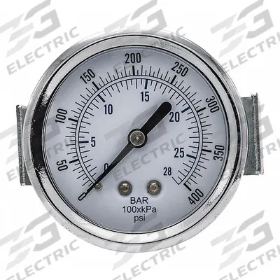 PIC GAUGES Industrial Pressure Gauge: 0 psi to 400 psi, 2 1/2 in Dial, 1/8 in NPT Male - U-Clamp Panel-Mount with Copper Wetted Parts