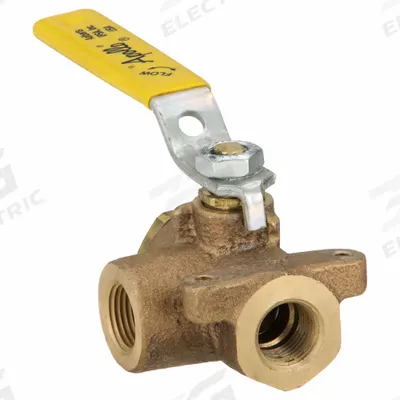 APOLLO Manual Three-Way Ball Valve: 3/8 in, Bronze, L Flow, FNPT x FNPT x FNPT - L-Port Bronze Ball Valves