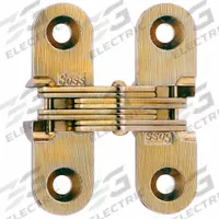 SOSS Concealed Hinge: Brass, 1 3/4 in Leaf Ht, 1/2 in Leaf Wd, Full Mortise Mounting (MPN 203CUS4). Key specifications — Material: Brass; Brand: SOSS; Finish: Satin Brass, Clear Coated.