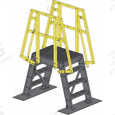 FIBERGRATE Crossover Ladder: 19 in Platform Ht, FRP Composite, Open Grip - Easy Descent Crossover Ladders