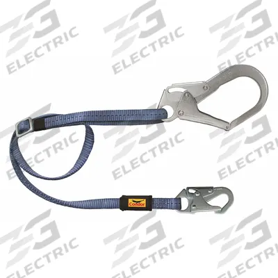 CONDOR Positioning Lanyard: Steel Rebar Hook, Steel Snap Hook, 6 ft Lg, 425 lb Capacity - Positioning & Restraint Lanyards