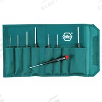 WIHA Precision Screwdriver Set: 1-10 Pieces, 8 Pieces, Phillips/Slotted Tip, Ergonomic Grip, Pouch (MPN 26199). Key specifications — attr1205274: WIHA; attr1205269: 5/64 in.