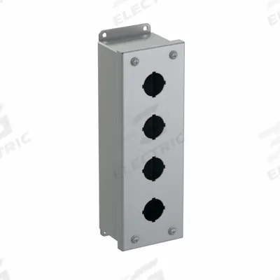 HAMMOND Push Button Enclosure: 30mm, 4 Holes, Carbon Steel - Enclosures for 30mm Operators