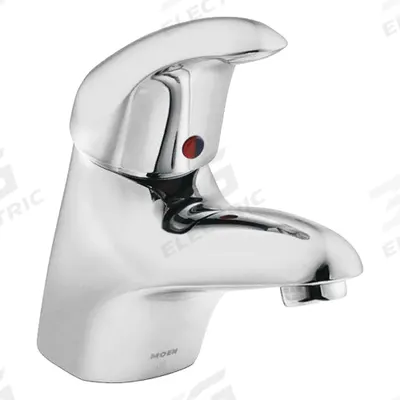 MOEN Low Arc Bathroom Faucet: M-Dura, Brass, Chrome Finish, 1.2 gpm Flow Rate - Single-Post Handle Bathroom Faucets