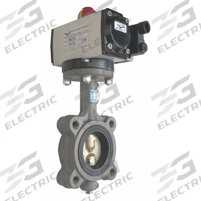MILWAUKEE VALVE Pneumatically Actuated Butterfly Valve: For Water Media, Air to Air, Cast Iron - Cast Iron General-Service Pneumatic Butterfly Valves