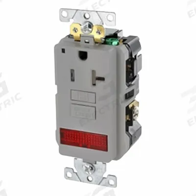 LEVITON GFCI Single Receptacle Outlet: Single, 5-20, Gray, GFCI, 125V AC, 20 A - General Purpose Receptacles