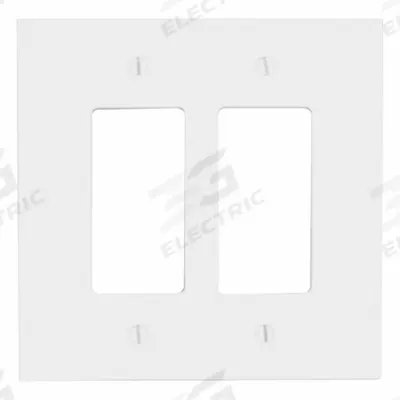 LEVITON Wall Plate: Decorator-Rocker, 2 Gang, White - General Purpose Wall Plates