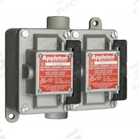 APPLETON ELECTRIC Tumbler Switch: 2 Gang, 1-Pole, 20 A, 277 V AC, Feed-Thru Hub, 3/4 in Hub Size (MPN EDSC275-R1). Key specifications — Brand: APPLETON ELECTRIC.