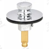 KISSLER Drain Stopper: Brass, Brass, 2 in Overall Dia, Pop Up, 1 1/4 in Fits Drain Size (MPN 58-7156). Key specifications — Color: Silver; Includes: Gasket; Material: Brass.