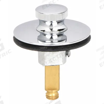 KISSLER Drain Stopper: Brass, Brass, 2 in Overall Dia, Pop Up - Bathtub Drain Stoppers