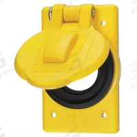 HUBBELL WIRING DEVICE-KELLEMS Weatherproof Cover: Polycarbonate, Receptacles, 1 Gangs, No Enclosure (MPN HBL74CM24WO). Key specifications — Brand: HUBBELL WIRING DEVICE-KELLEMS; Color: Yellow; Compatible with Product Type: Receptacles; Mounting Orientation: Vertical.