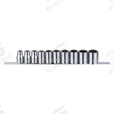 WESTWARD Socket Set: 1/2 in Drive, 10 Piece, 12-Point, SAE - SAE & Metric Socket Sets