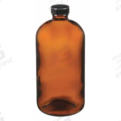 KIMBLE Storage Bottle: 1 L, Amber, 33-400 mm, Phenolic, 12, PolyCone - Amber Narrow Mouth Round Glass Lab Bottles