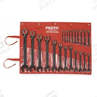 PROTO Combination Wrench Set: Alloy Steel, Black Chrome, 22 Tools, 6 mm to 36 mm Range of Head Sizes (MPN JSCVM-22S). Key specifications — attr309581: Black Chrome; attr309580: Alloy Steel; attr309571: Yes; attr309583: No; attr309587: Yes; attr324931: PROTO; attr309569: 6 mm to 36 mm; attr309572: Tool Roll.