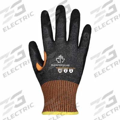 SUPERIOR GLOVE Knit Gloves: S ( 7 ), ANSI Cut Level A9, Fingertips, Dipped, Crinkle Latex - Extreme-Duty Cut-Resistant Gloves with Latex Coating
