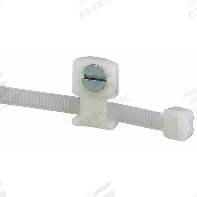PANDUIT Low Profile Cable Tie Mount: 0.11 in Slot Wd, 0.05 in Slot Ht, Natural - Screw Mount Cable Tie Bases