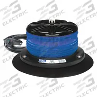 ECCO Beacon Light: Flashing Beacon, Blue, 3 1/8 in Overall Ht, LED, 12-36V DC (MPN 7460B-VM). Key specifications — Operating Voltage: 12-36V DC; Number of Flash Patterns: 8; Includes: 15 ft Cord with On/Off Switch; Electrical Connection: Plug; Mount Type: Suction; Brand: ECCO; Shape: Round; Lighting SAE Class Rating: SAE Class 2.