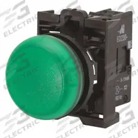 EATON Indicating Light: 22 mm Panel Mounting Size, Green, LED, 264 V AC/DC Max Volt Rating (Supply) (MPN M22-L-G-230G). Key specifications — Series: M22; Brand: EATON; Includes Push-To-Test: No Push-To-Test Included.