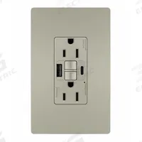 USB Receptacle: 5-15R, Nickel, 125V AC, 15 A, GFCI (MPN 1597TRUSBACNIC4). Key specifications — Brand: LEGRAND.
