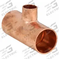 NIBCO Sweat Fitting Tee: 1 1/2 in CTS x 1 1/2 in CTS x 1 in CTS, Cup x Cup x Cup, Wrot Copper (MPN 611-11/2X11/2X1)