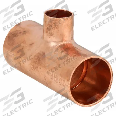 NIBCO Sweat Fitting Tee: 1 1/2 in CTS x 1 1/2 in CTS x 1 in CTS, Cup x Cup x Cup - Wrot Copper Tube Fittings