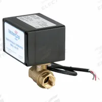 WATERCOP Electrically Actuated Two-Way Ball Valve: 3/4 in, Brass, 120V AC, FNPT x FNPT, Straight (MPN EHW24AJP01). Key specifications — Included Mounting: ISO 5211 Actuator Mounting Pad; Brand: WATERCOP; Stem Material: Nickel-Plated Brass.