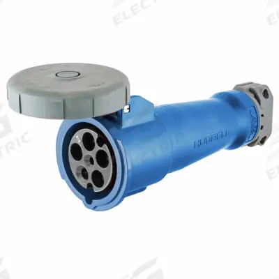 HUBBELL Pin and Sleeve Connector: Blue, 120/208V AC, Three Phase, 100 A, 4 Pole - Washdown-Rated Connectors