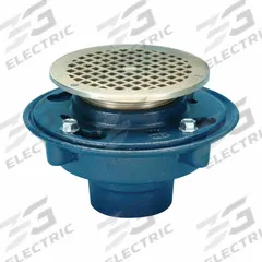 ZURN Floor Drain: 8 3/8 in Overall Dia, 5 in Grate Size, 3 in Nominal Pipe Size, No Hub, Cast Iron (MPN ZN415-3NH-5B-P). Key specifications — Color: Gray; Connection Type: No Hub; Brand: ZURN; Includes: Trap primer connection.