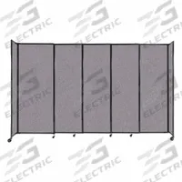 VERSARE Room Divider: 5 Panels, Opaque, Cloud Gray Panel, 82 in Overall Ht, 135 in Overall Wd, Fixed (MPN 1911108). Key specifications — Ballistic Standards: NIJ Level III-A; Frame Finish: Powder Coated; Frame Material: Aluminum; Mounting Location: Freestanding; Panel Color: Cloud Gray; Panel Surface Material: Fabric.