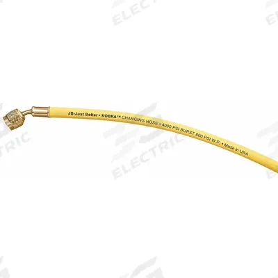 JB INDUSTRIES Hose: 5 ft Lg, 45° Angle, Yellow, Rubber/Kevlar, Single Hose - Charging Hoses