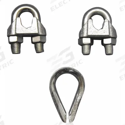 Dayton Wire Rope U-Bolt Clip and Thimble Kit: 7/16 in Compatible Rope Dia - Clip & Thimble Kits