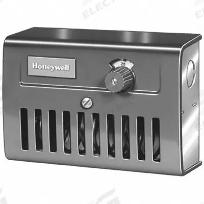 Honeywell Line Volt Mechanical Tstat: Heat or Cool, Steel, -30° to 100°F, 5°F - Indoor Single-Stage Controls